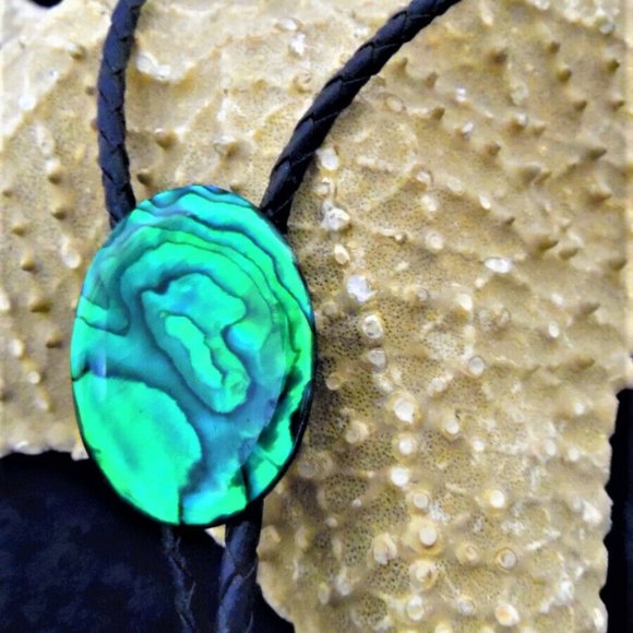 Beautiful Abalone Soft Leather Pendent Necklace d3 - Picture 3 of 5